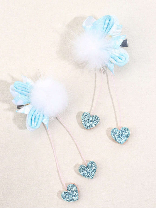 Shein 2 unids/pack de pinzas para el cabello en forma de corazón con pompón blanco - Quierox - Tienda Online