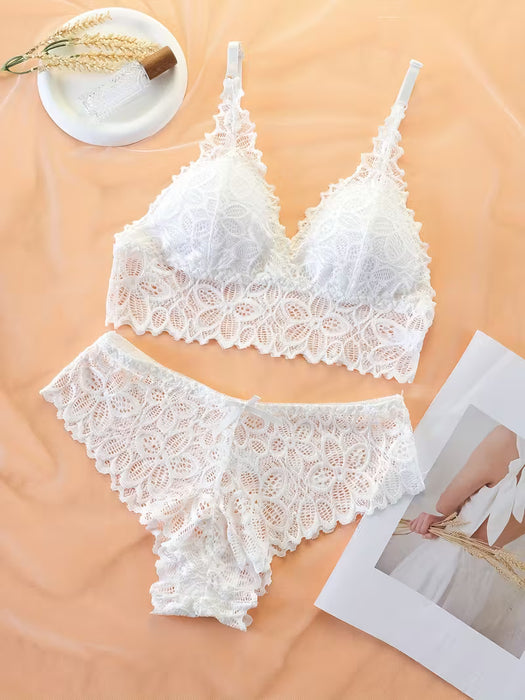 3 Juegos De Sujetador Y Bragas De Encaje Floral, Sujetador Push Up sin varillas Y Bragas Con Pajarita