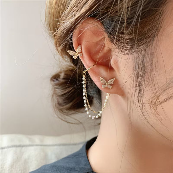 2 Piezas de Pendientes de Mariposa con Efecto de Clip