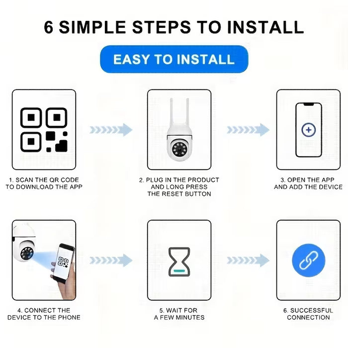 2 Camaras Inteligentes con Bola, Visión 360° Día y Noche, Detección de Movimiento