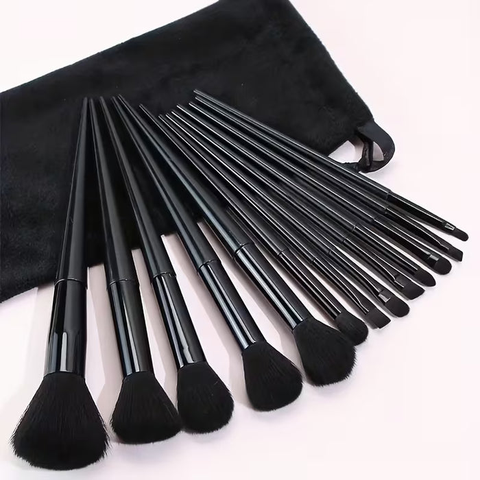 Set de 13 Brochas de Maquillaje Negro Todo en Uno con Brochas
