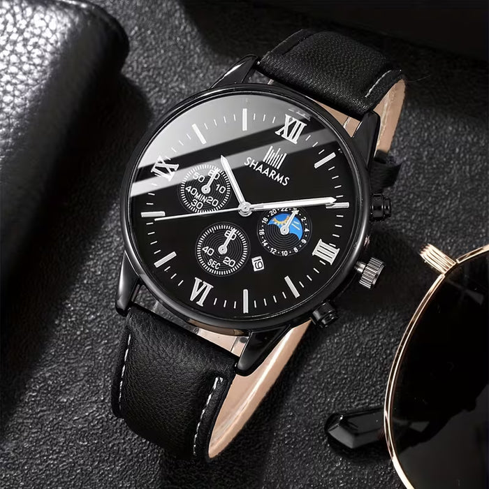 4 piezas/juego, reloj de hombre de estilo minimalista casual adecuado para el uso diario
