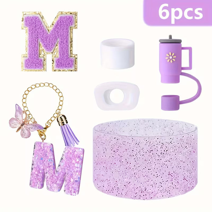 6 piezas de accesorios para vasos para vasos de 30 OZ y 40 OZ con asa,con letra M