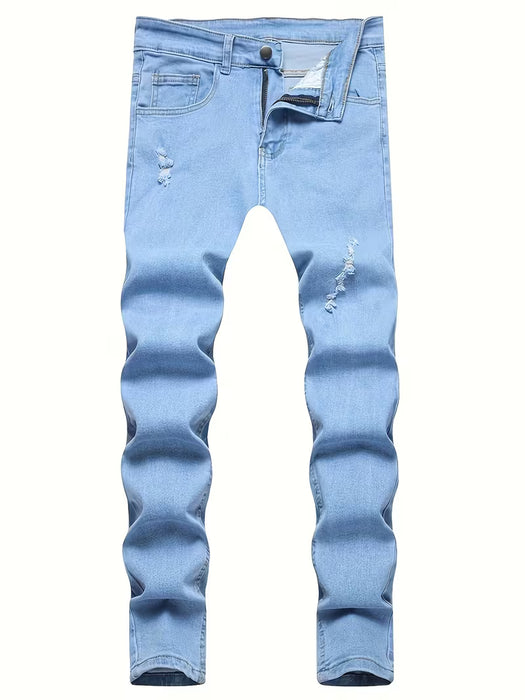 Pantalones vaqueros sólidos de mezclilla para hombre para primavera y otoño