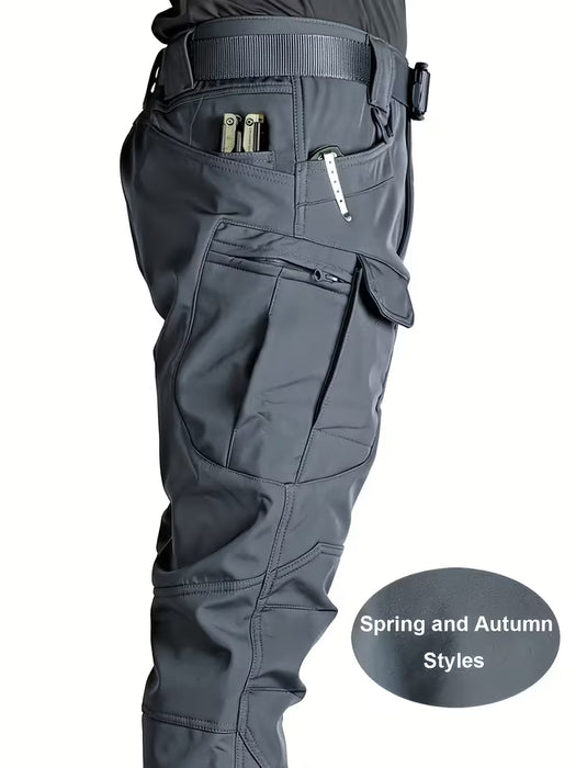 Pantalones de hombre multibolsillos, ropa de trabajo diseño de color liso