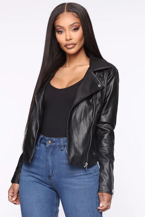Fashionnova Chamarra Moto Never Average - Negro