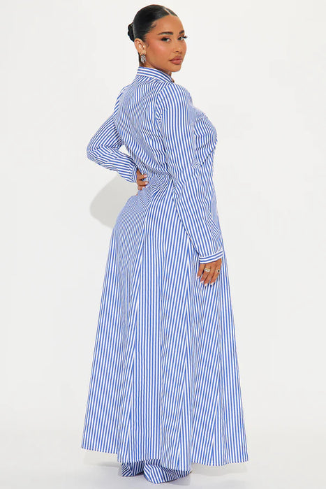 Fashion Nova Conjunto de Pantalón Yacht Trip Stripe - Blanco Azul