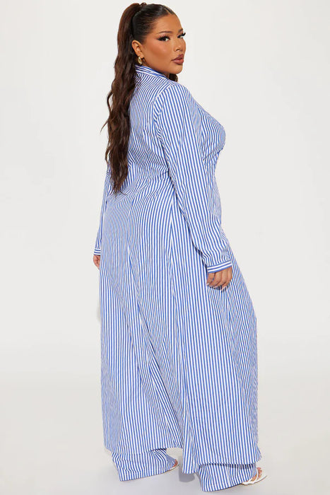 Fashion Nova Conjunto de Pantalón Yacht Trip Stripe - Blanco Azul