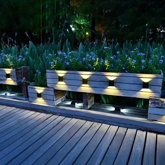 4 luces LED solares de pared, iluminación ascendente y descendente, para exteriores