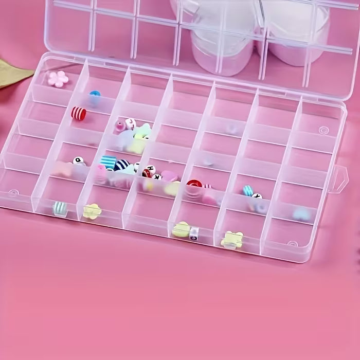 Caja de plástico con 24 compartimentos para organizar gomas elásticas y cuentas