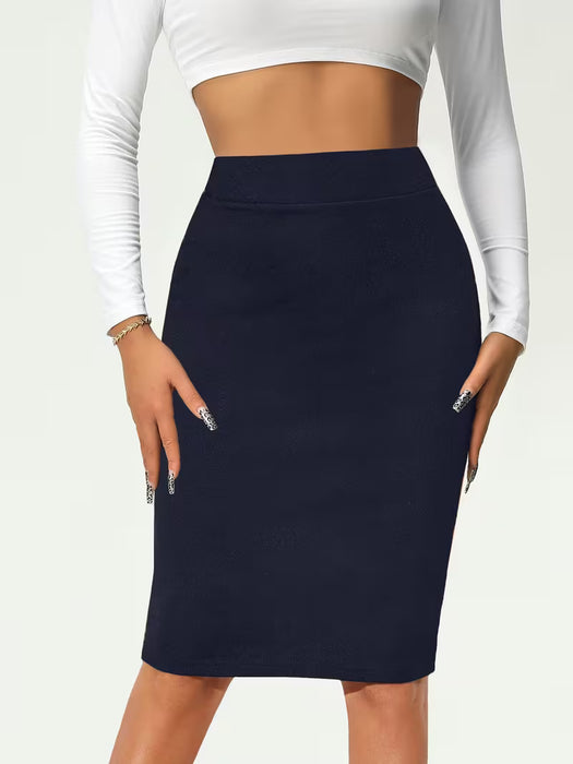 Falda de lápiz de cintura alta para mujer, color sólido
