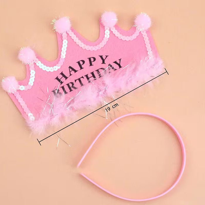 1 corona de cumpleaños rosa para decoración, corona de feliz cumpleaños