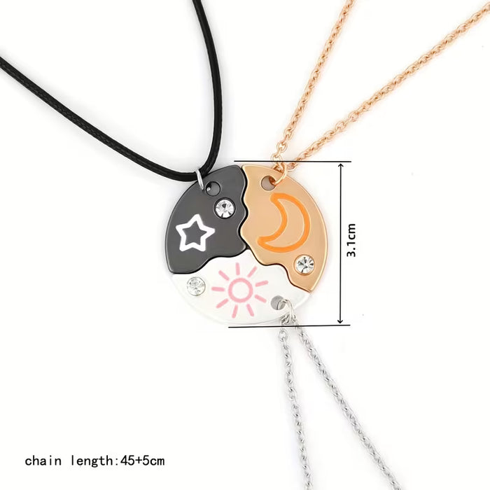 Collar de 3 piezas con estrella, luna y sol, para adolescentes