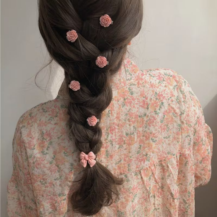 6 Piezas de Horquillas Dulces y Lindas de Flor de Camelia Rosa, Pinzas de Pico de Pato
