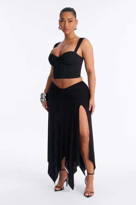 FASHIONNOVA Falda midi fluida y fruncida de talle bajo Miranda