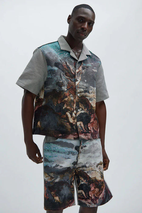FASHIONNOVA MEN Camisa Karl Tapestry - Multicolor