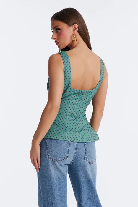 FASHIONNOVA Top peplum de gasa con lunares de Tea First