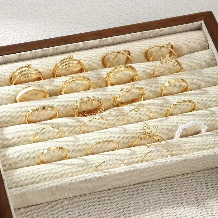 Set de 22 anillos geométricos irregulares de moda para mujer, apilables y abiertos