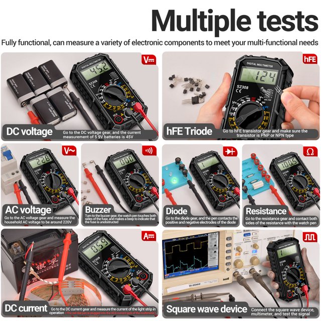 Mini Multímetro de voltaje, zumbador, comprobador de voltaje y corriente de alta precisión