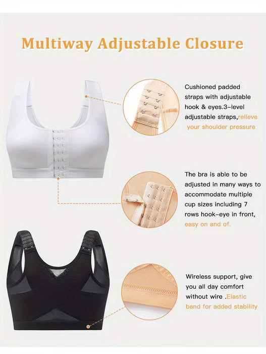Juego de 3 sujetadores con diseño de botones frontales para mujeres, ideal para mastectomía