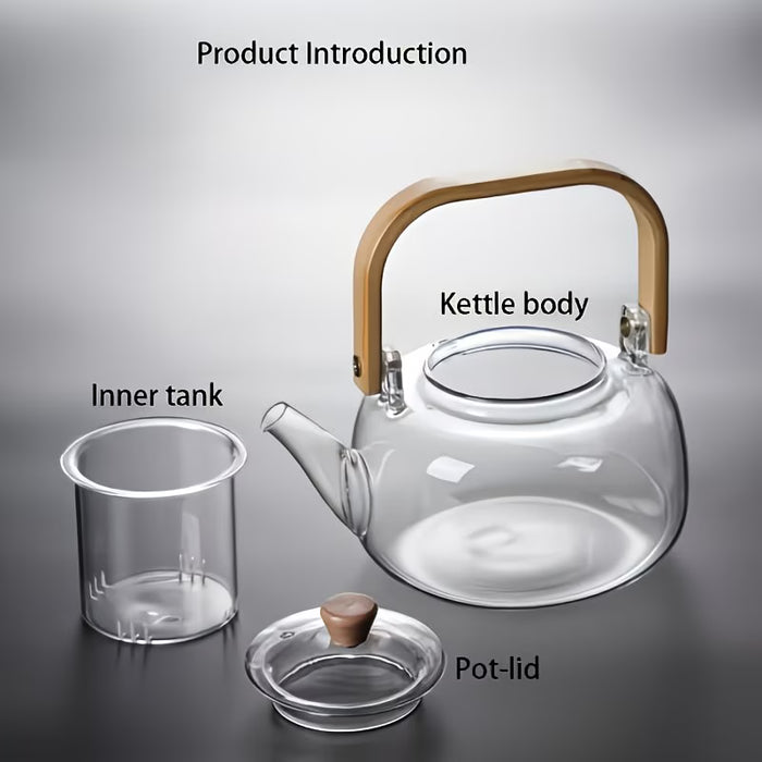 1 tetera de vidrio doméstica de gran capacidad de 1 pieza y 1 litro (33.81 oz)