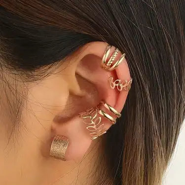Juego de 5 pendientes minimalistas creativos sin perforaciones para la oreja