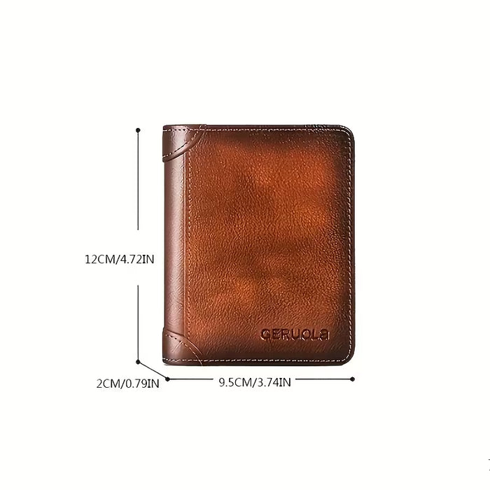 Cartera de Cuero Genuino para Hombres, Portatarjetas de Conducir Delgado y Premium