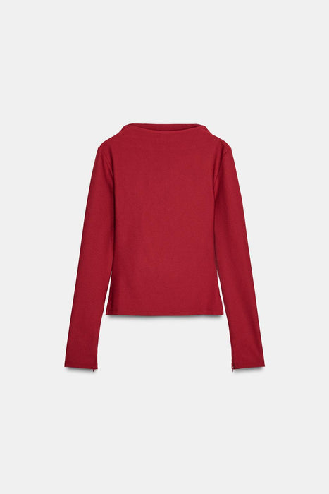 Zara Camiseta de crepé con cuello alto