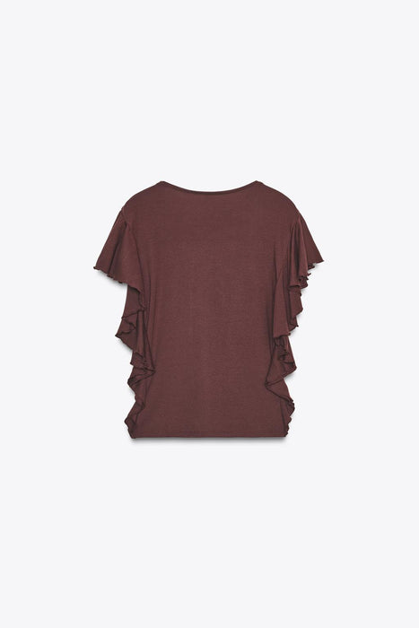 Zara Camiseta con mangas con volantes