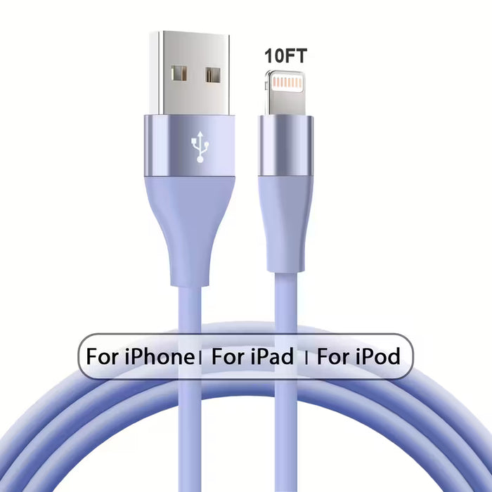 1  Cable de Carga Rápida de 10ft - Certificado MFi para iPhone