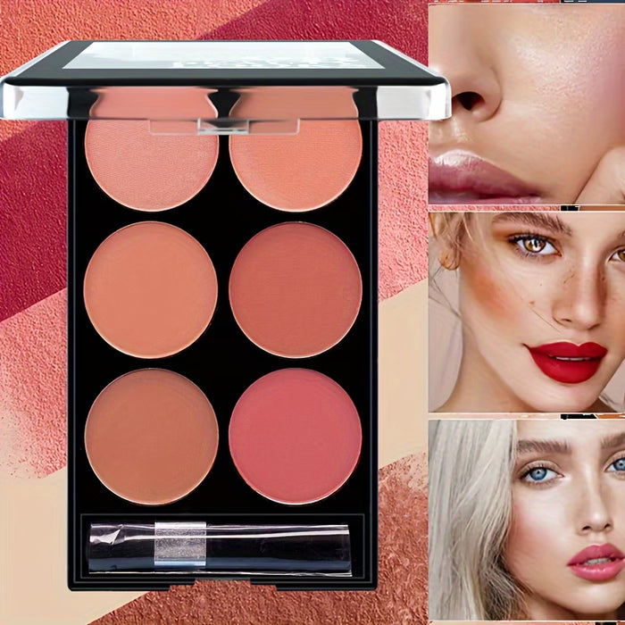 Paleta de Rubor Impermeable de 6 Colores Fácil de Aplicar