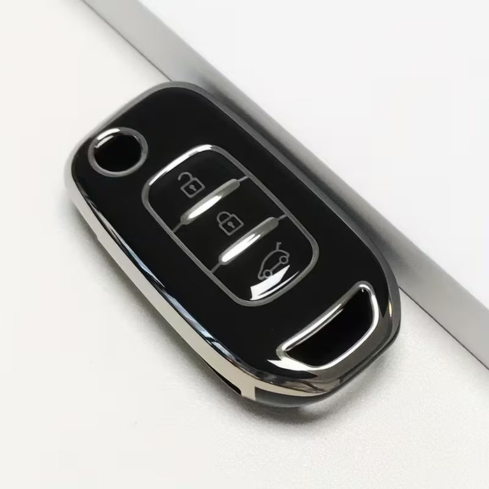Funda Protectora de Llave de Coche TPU con Borde Dorado para Modelos Renault
