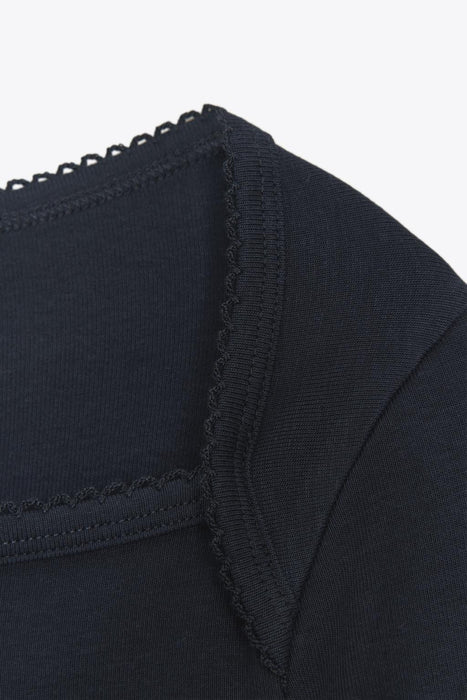 Zara Camiseta de algodón modal de escote cuadrado