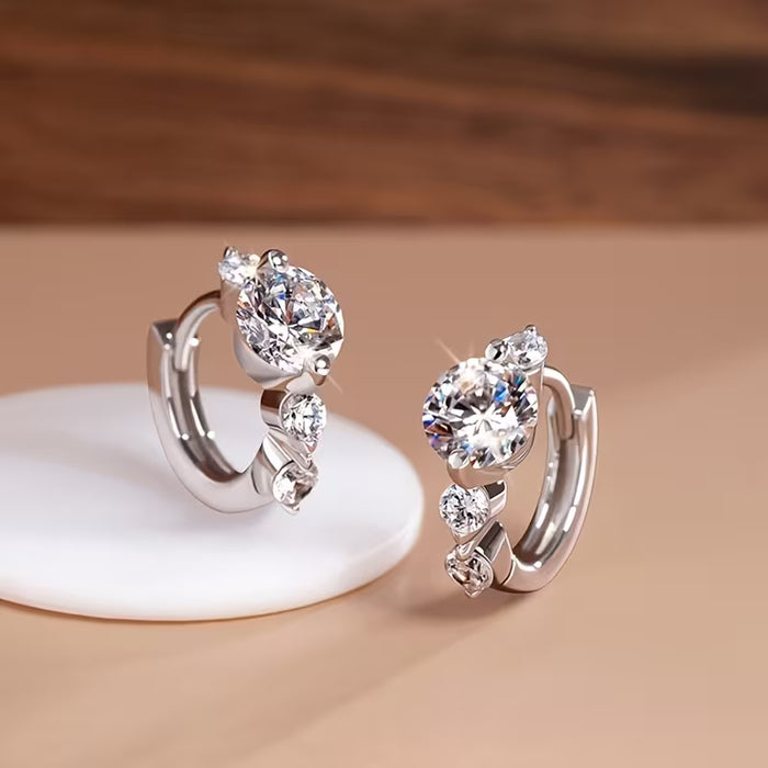 1 Par de Aretes Hipoaergénicos Elegantes de Zirconia Sintética