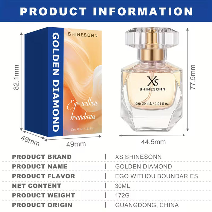 SHINESONN Perfume de Mujer Diamante Dorado - Aroma de Lujo Elegante, 1.01 fl oz Eau de Parfum