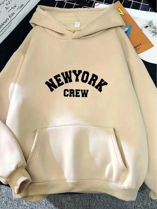 Sudadera con Capucha Hirsionsan Nueva York Estampado de Letras Mujer Básica