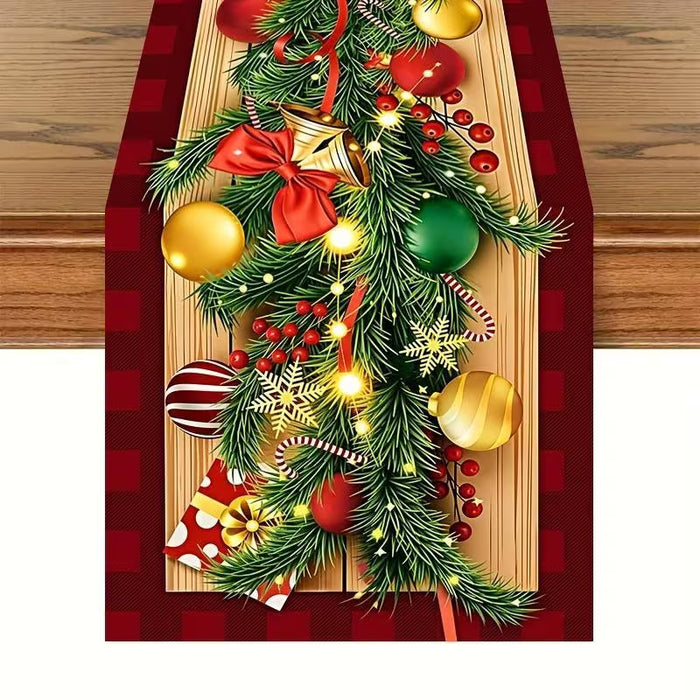 1pcs de caminito de mesa navideño con diseños festivos, decoración de mesas