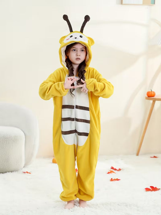 SHEIN disfraz de abeja de peluche amarillo con capucha para niños