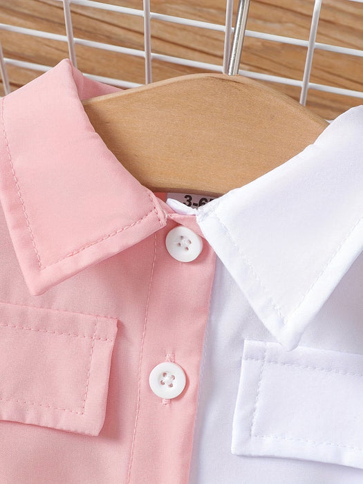 Vestido casual de manga larga para niñas bebés de botonadura simple
