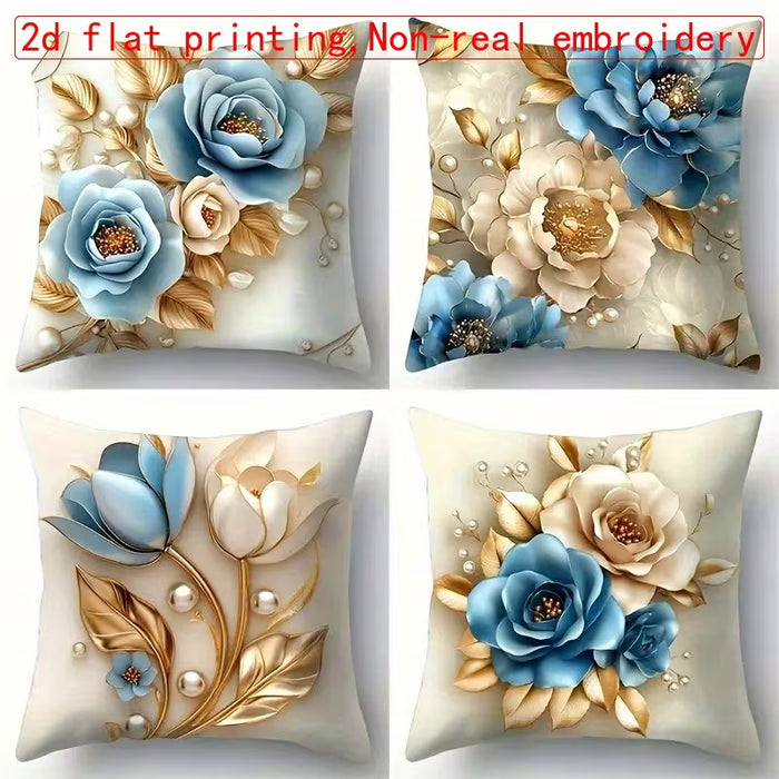 Juego de 4 Fundas de Almohada de Lujo Ligero con Estampado 2D Plano
