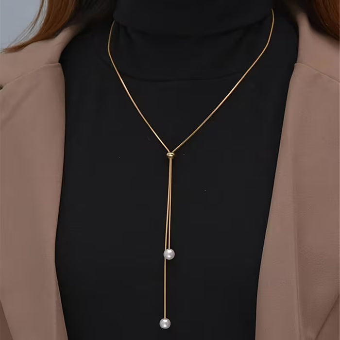 1pc Colgante Simple Cadena Larga Ajustable para Suéter