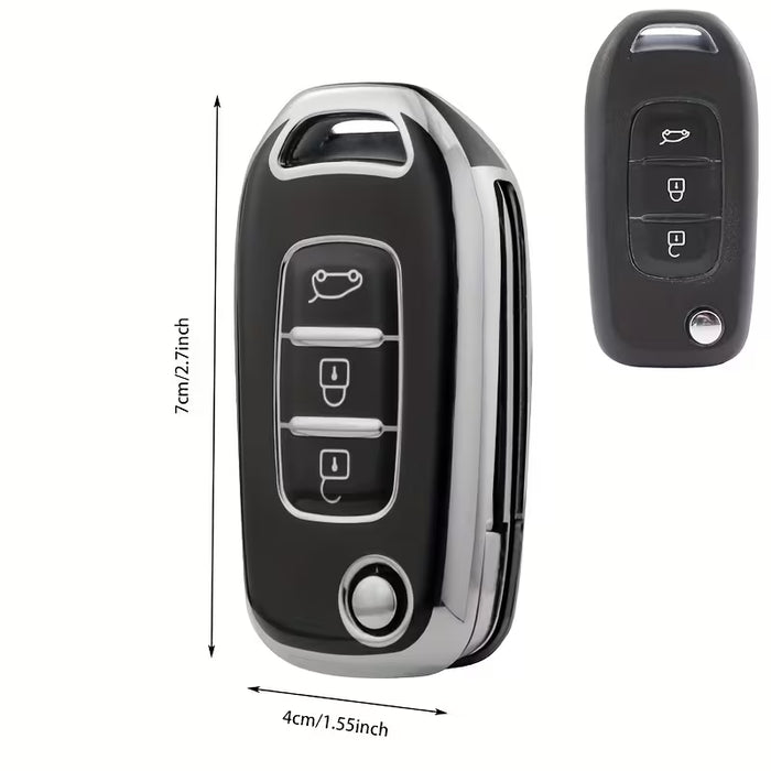 Funda Protectora de Llave de Coche TPU con Borde Dorado para Modelos Renault