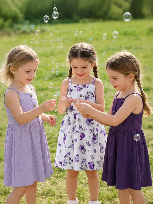 Conjunto de 3 piezas para niña: Vestido moderno con tirantes de espagueti