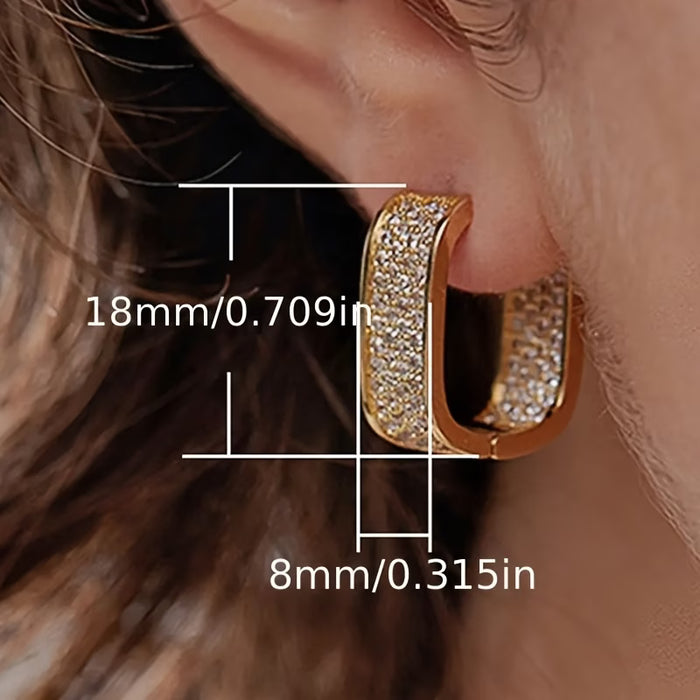 Pendientes Cuadrados Sintéticos con Diseño de Diamantes Incrustados