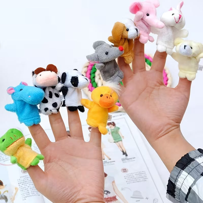 10 Mini Muñecos de Dedo de Felpa para Niños, Pequeños Animales de Dibujos Animados