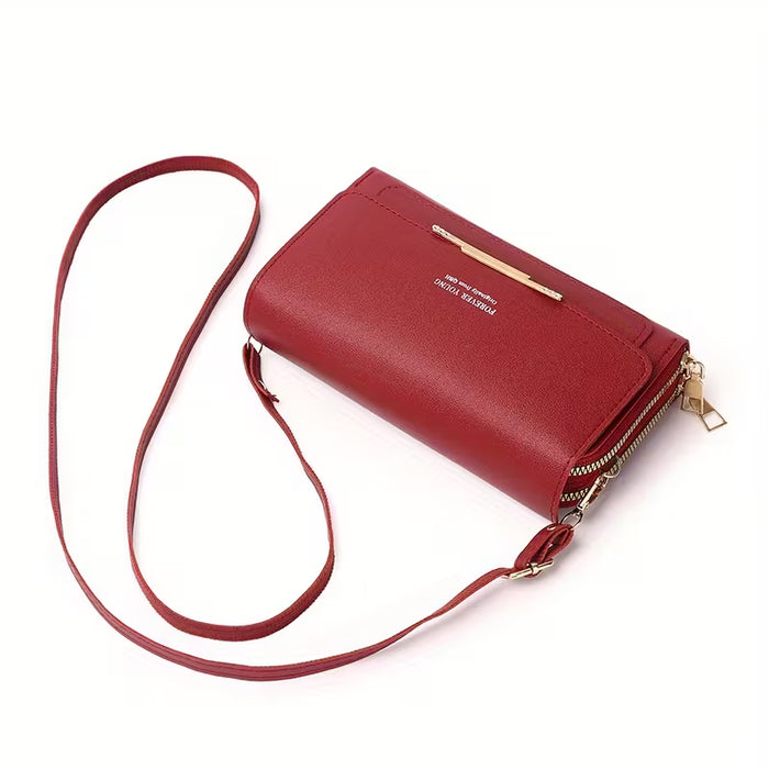 Bolso bandolera de doble capa para mujer, multifuncional de un solo hombro