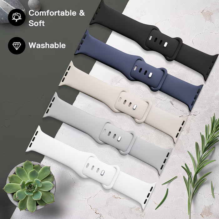 5pcs Correas Deportivas de Silicona Compatibles para iWatch Band