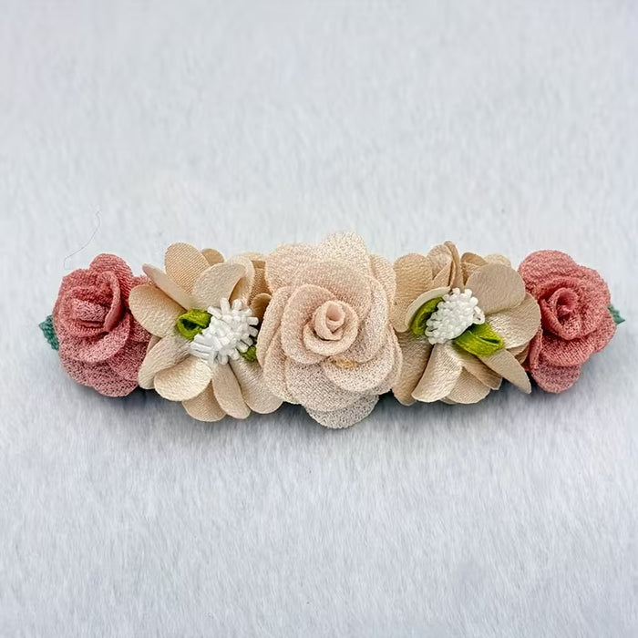 3 piezas de diseño de lazo de rosa marrón, diadema de flor 'S' suave y elástica