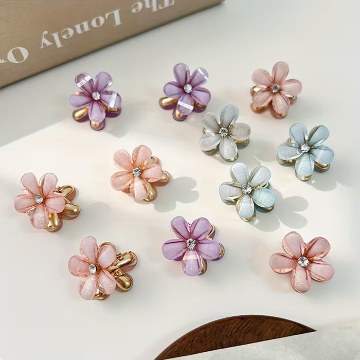 10 piezas de clips de pelo elegantes con flores - Material de PVC