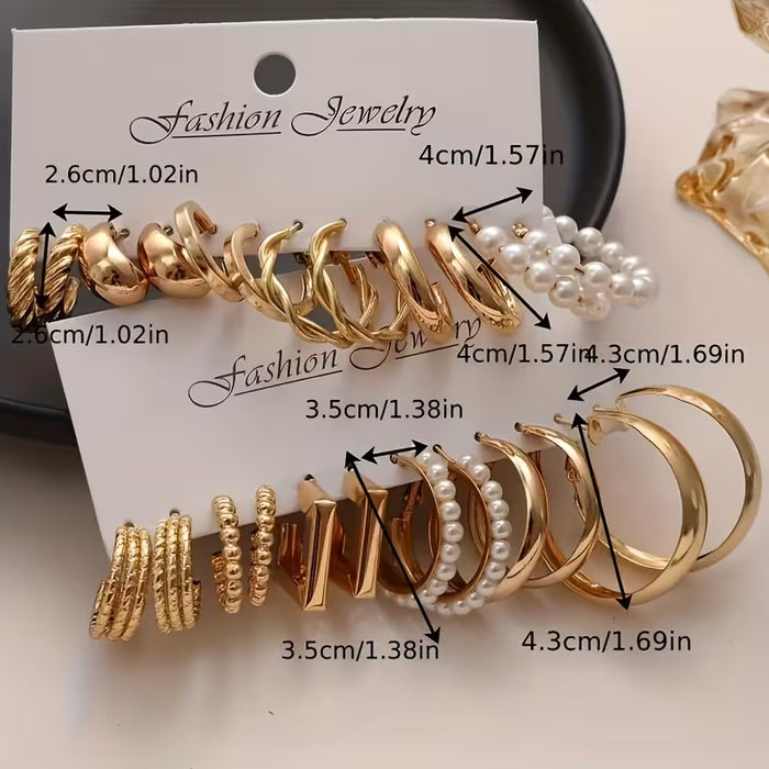24 piezas/juego de aretes de aro minimalistas clásicos en forma de C